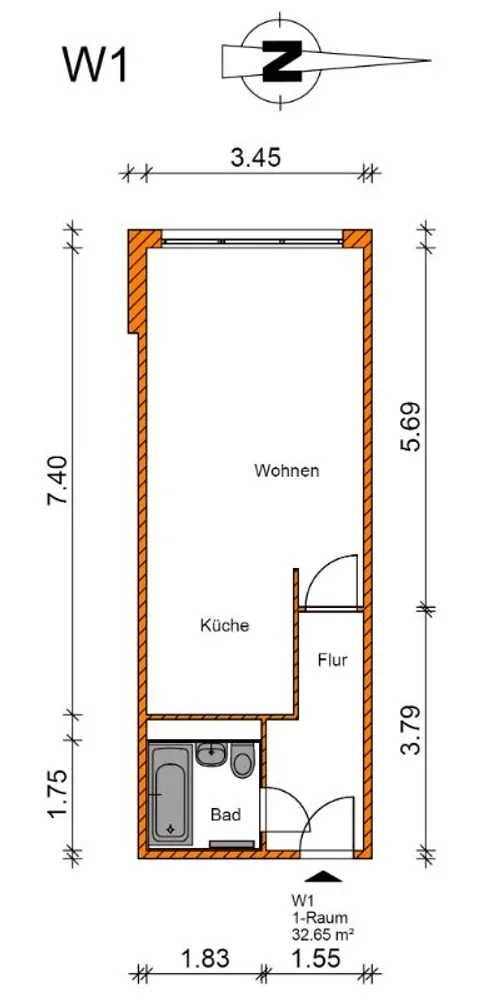 1 room apartment with 33 m² in Magdeburg – Photo 3