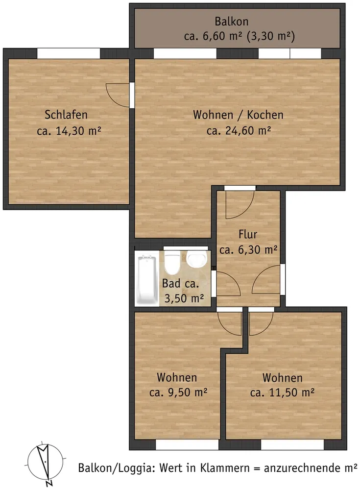 4 Zimmer Wohnung mit 73 m² in Pirna – Bild 2
