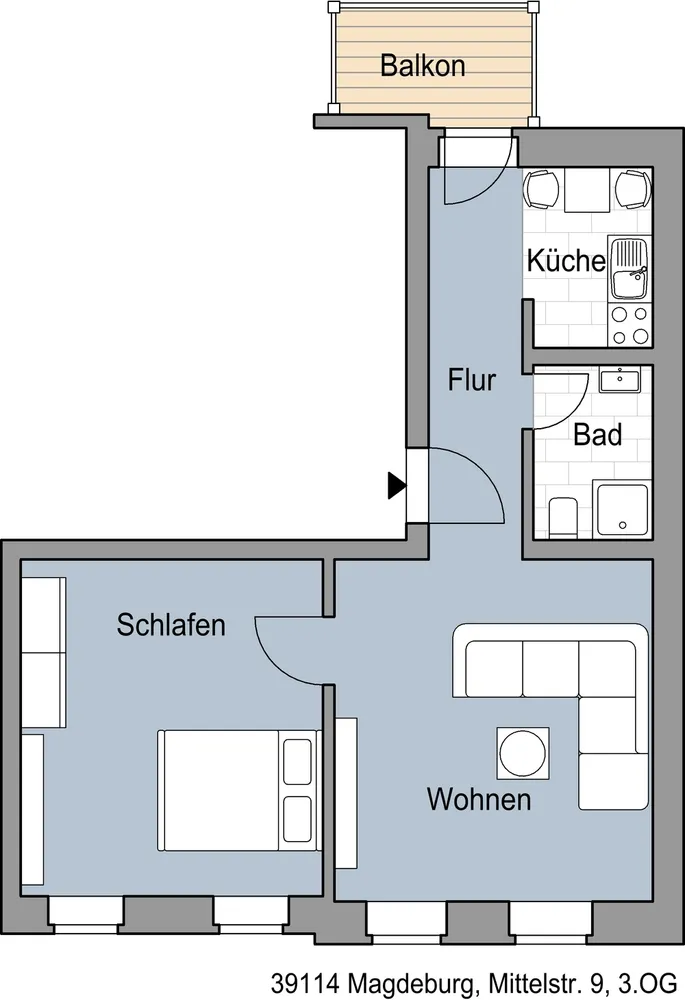 2 room apartment with 52 m² in Magdeburg – Photo 2