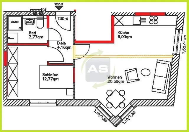 2 Zimmer Wohnung mit 47 m² in Zwickau – Bild 4