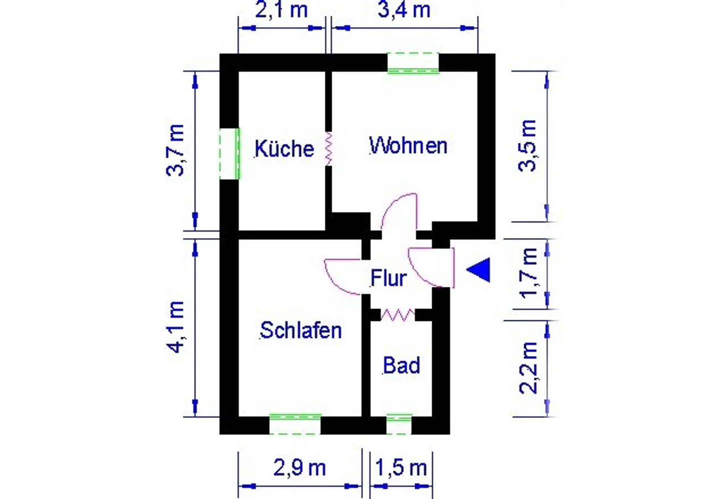 2 Zimmer Wohnung mit 37 m² in Magdeburg – Bild 2