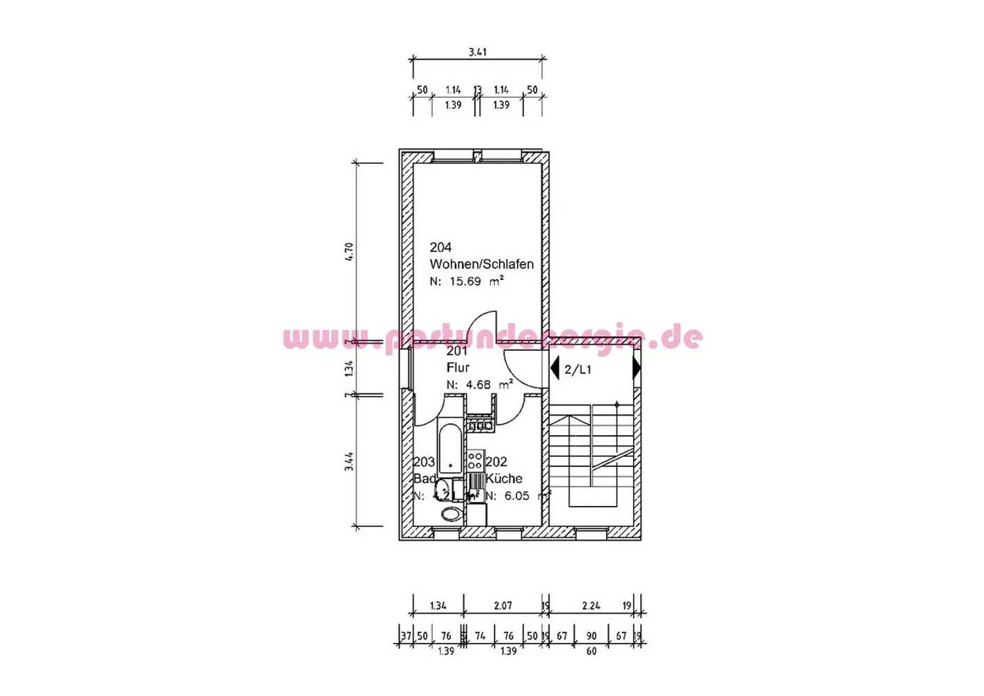 1 room apartment with 31 m² in Magdeburg – Photo 2