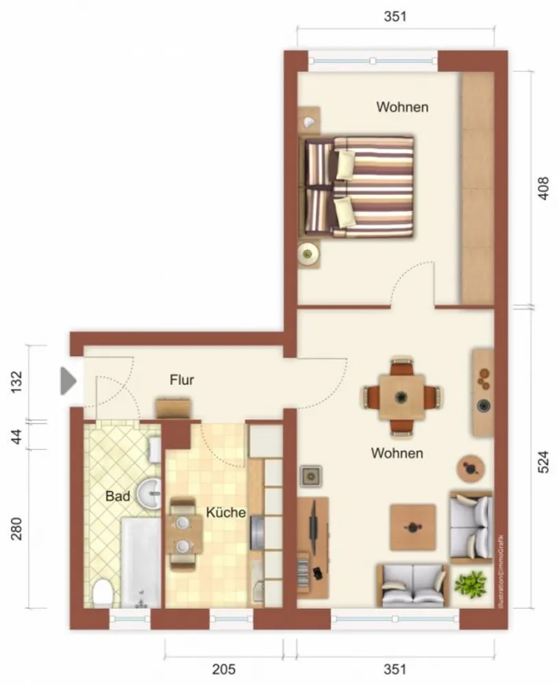 2 Zimmer Wohnung mit 48 m² in Finsterwalde – Bild 3