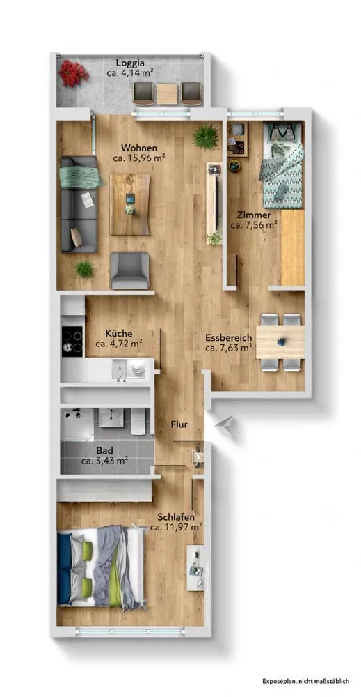 3 room apartment with 56 m² in Chemnitz – Photo 4