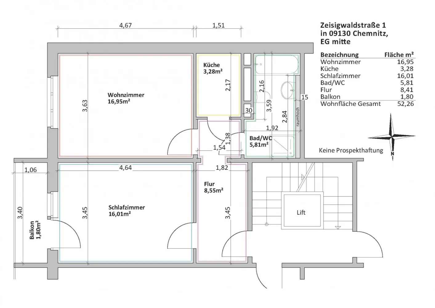 2 Zimmer Wohnung mit 52 m² in Chemnitz – Bild 2
