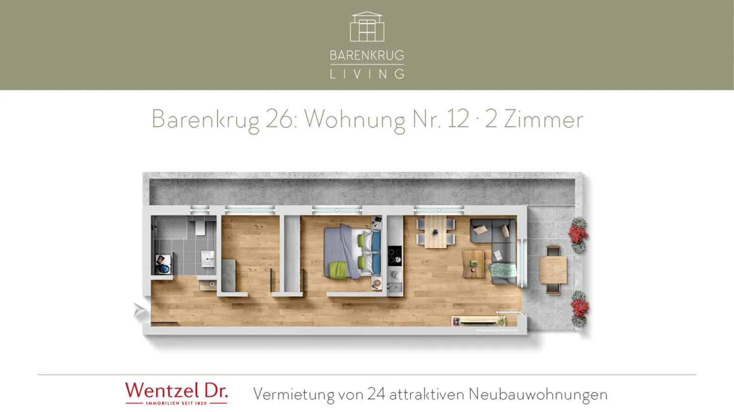 2 Zimmer Wohnung mit 55 m² in Hamburg – Bild 1
