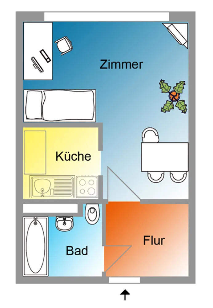 1 Zimmer Wohnung mit 32 m² in Rostock – Bild 2