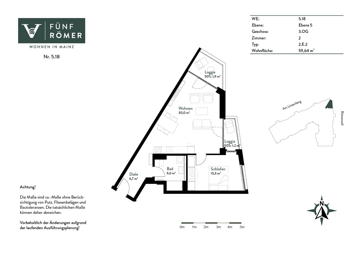 2 Zimmer Wohnung mit 62 m² in Mainz – Bild 1
