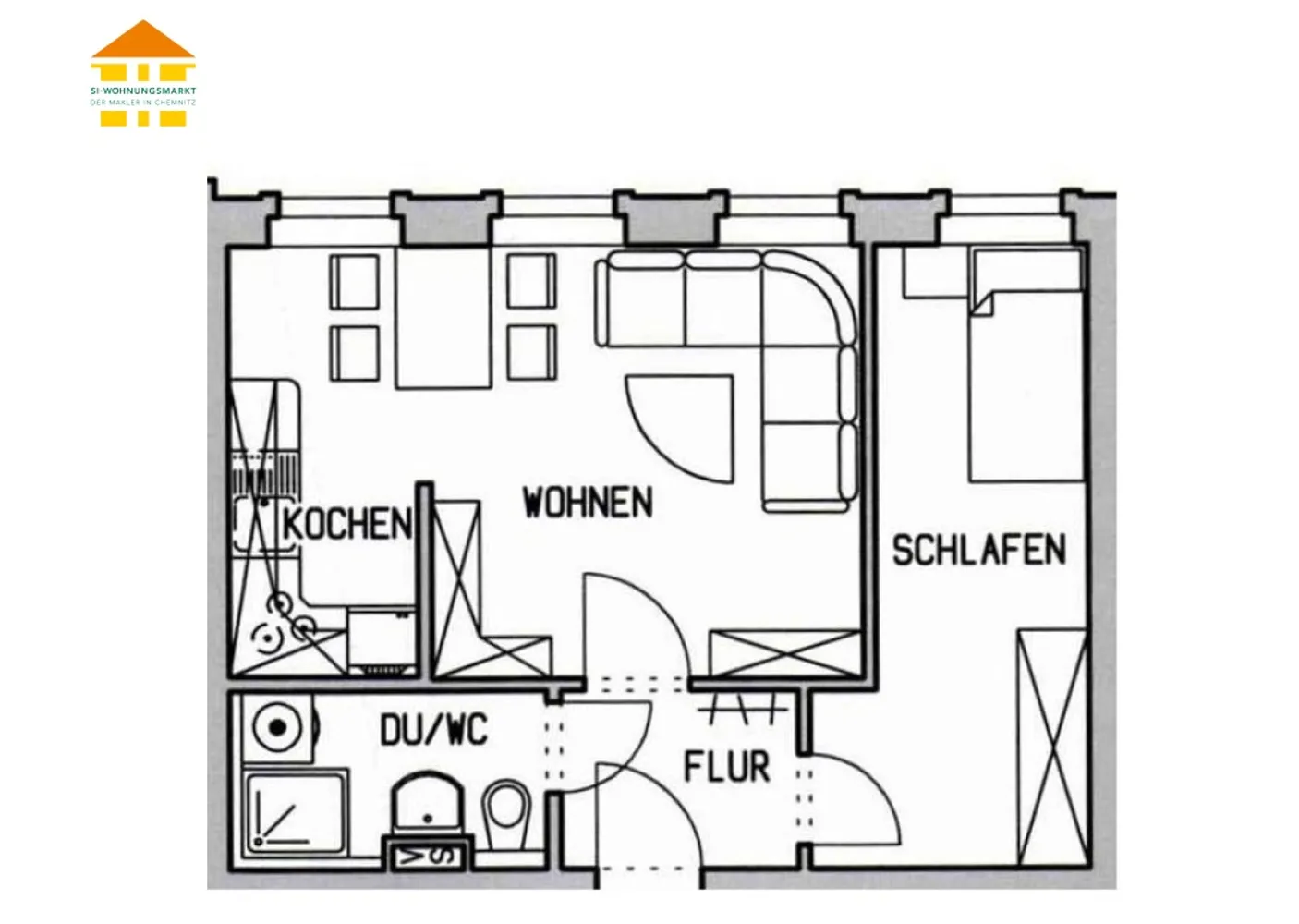 2 room apartment with 36 m² in Chemnitz – Photo 2