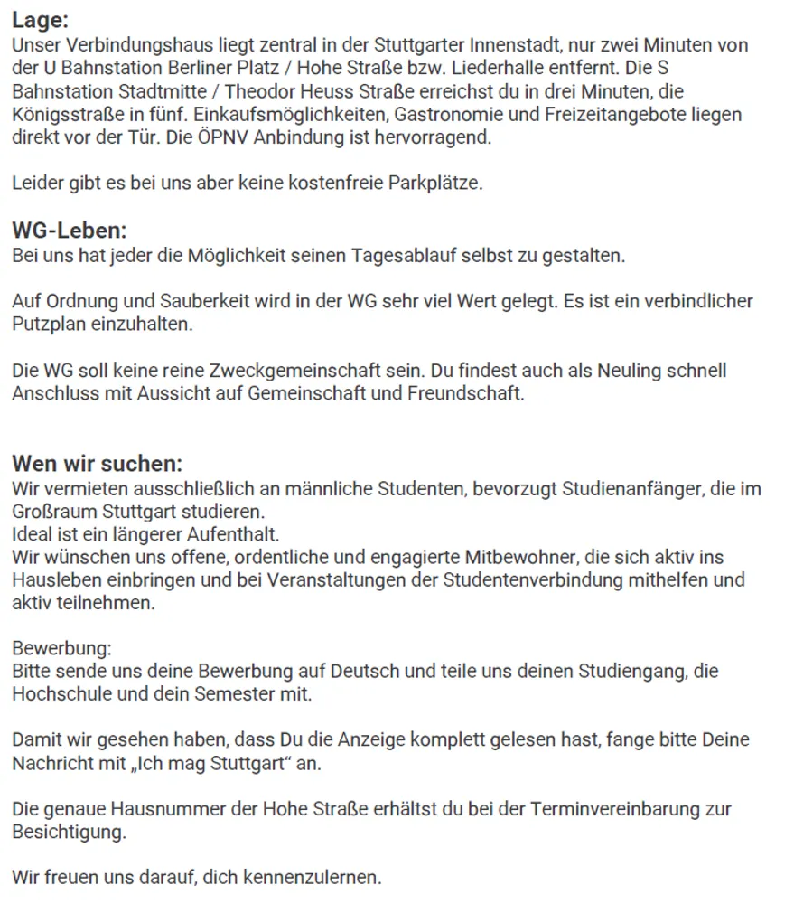 WG-Zimmer mit 10 m² in Stuttgart – Bild 8