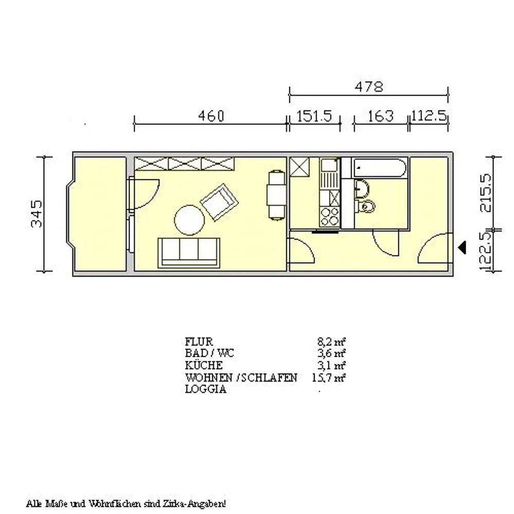 1 Zimmer Wohnung mit 33 m² in Freital – Bild 1