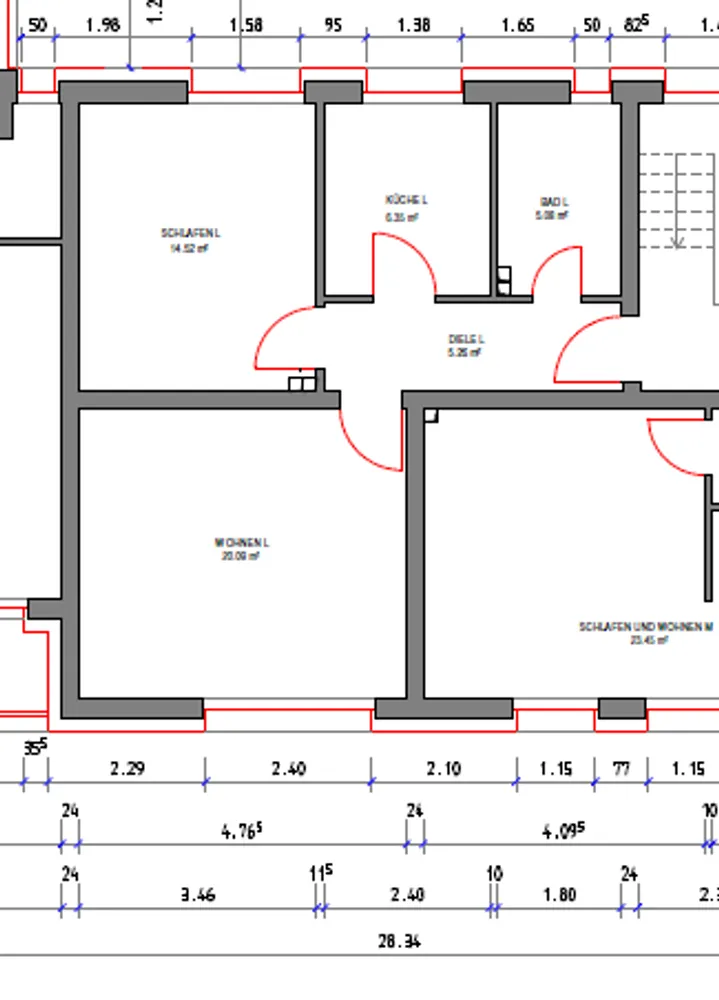 3 Zimmer Wohnung mit 52 m² in Essen – Bild 1