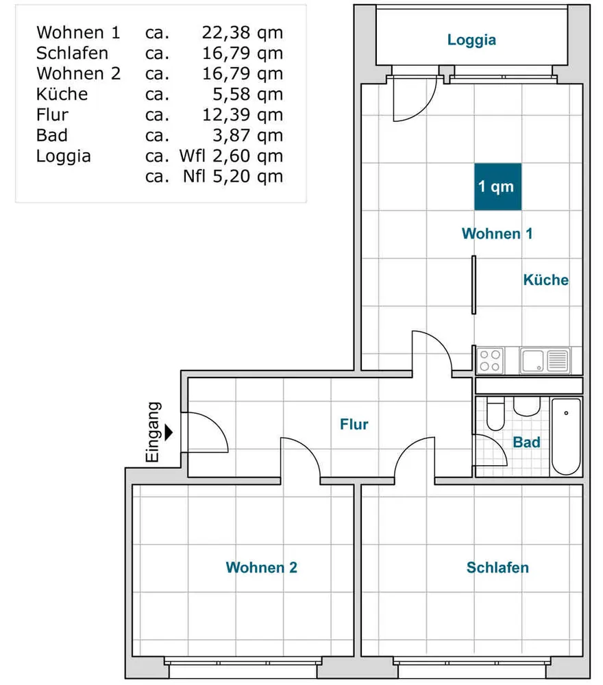 3 Zimmer Wohnung mit 80 m² in Dresden – Bild 2