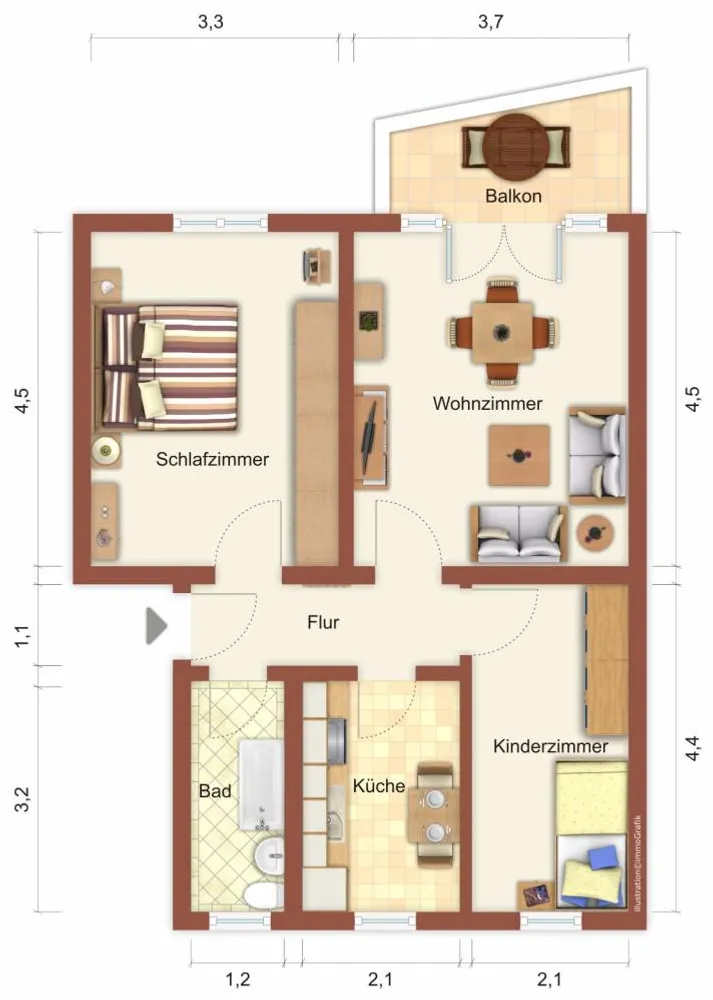 3 Zimmer Wohnung mit 59 m² in Suhl – Bild 2