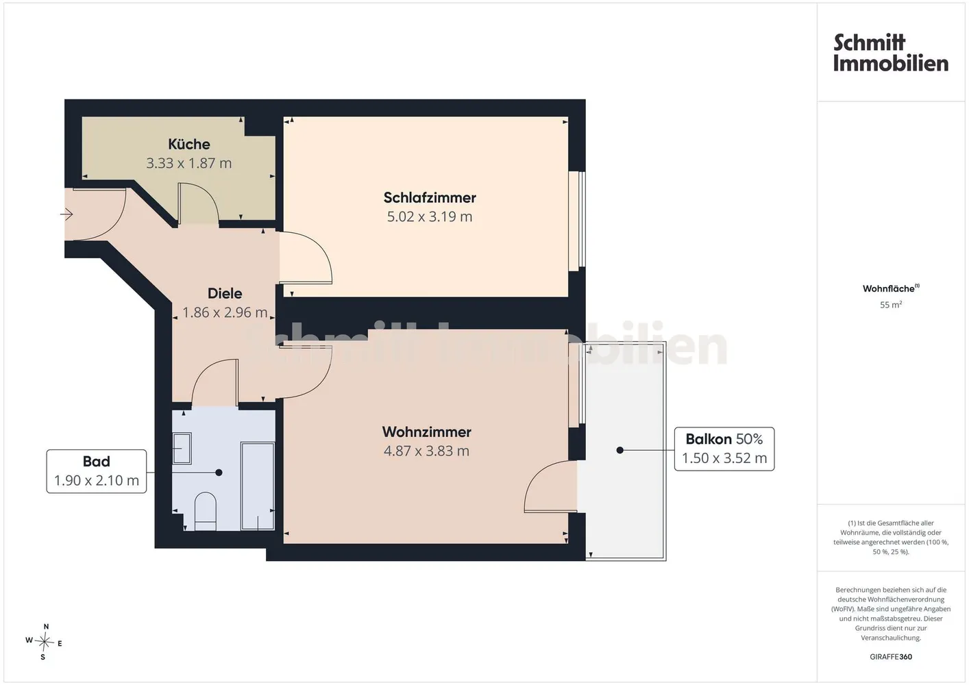 2 room apartment with 55 m² in Frankfurt am Main – Photo 7