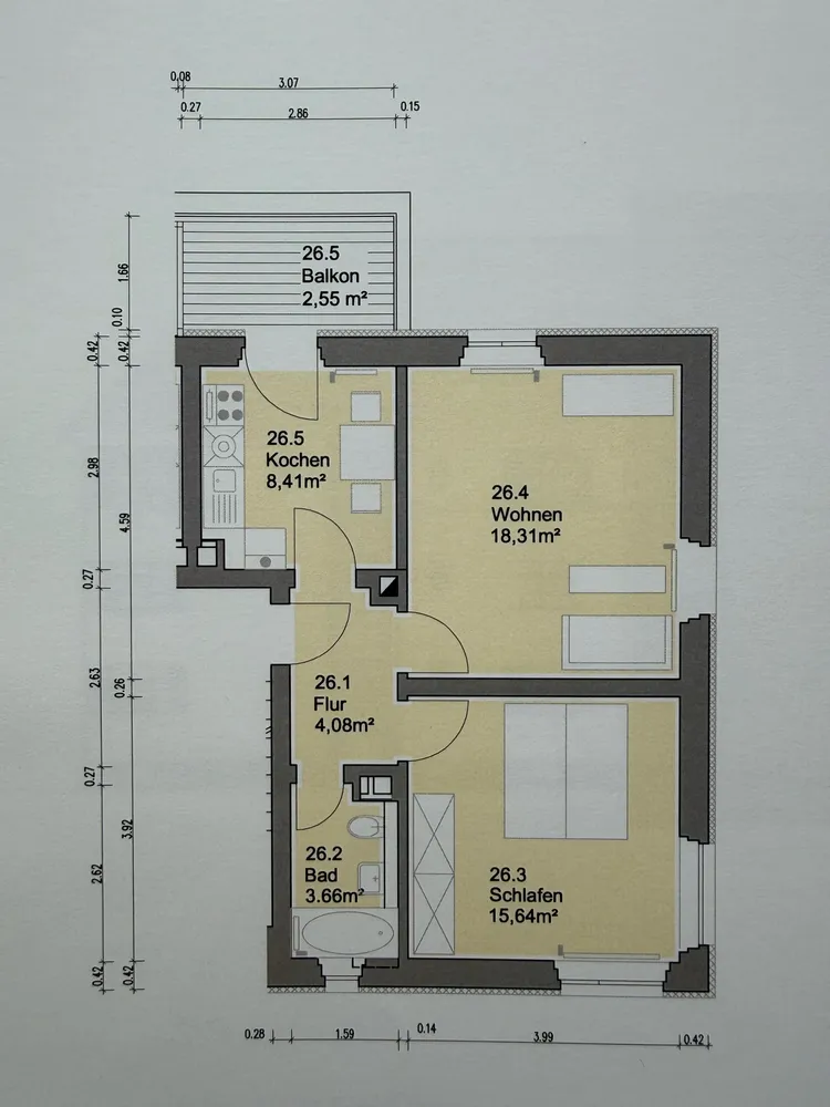 2 room apartment with 53 m² in Dresden – Photo 2