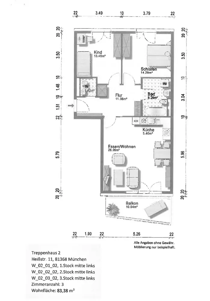 3 Zimmer Wohnung mit 83 m² in München – Bild 2
