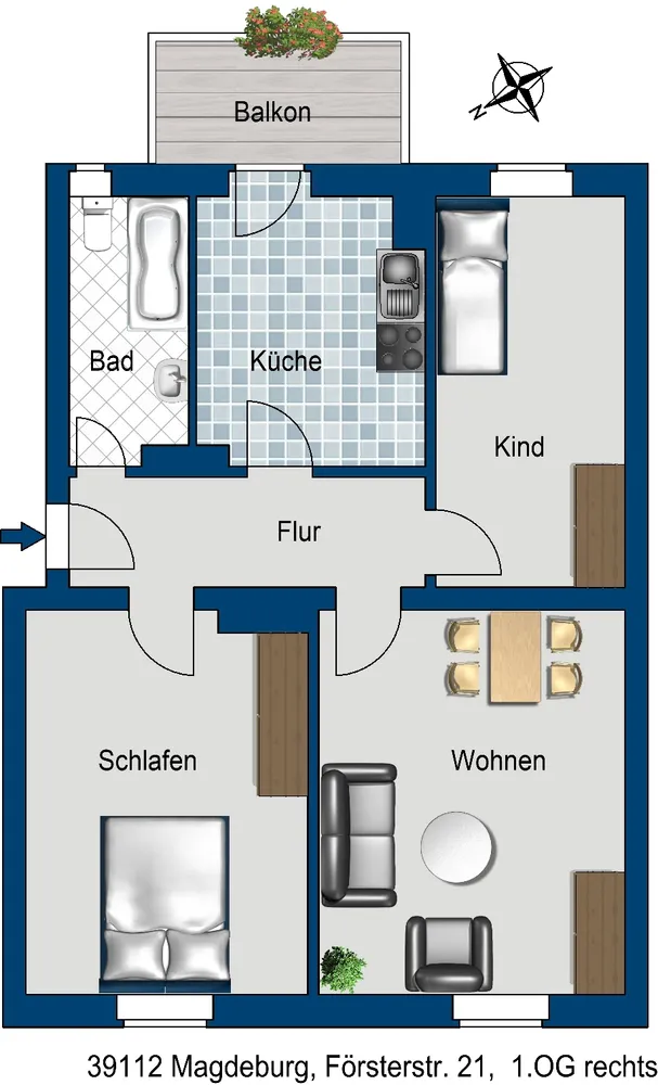 3 room apartment with 72 m² in Magdeburg – Photo 2
