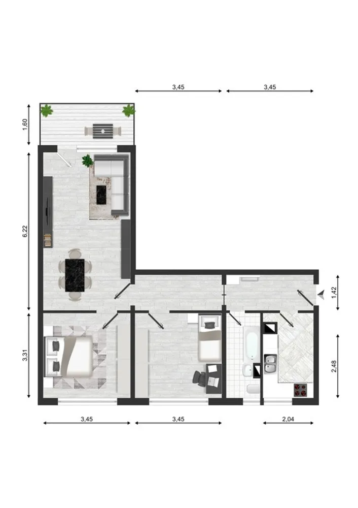 3 Zimmer Wohnung mit 69 m² in Magdeburg – Bild 2