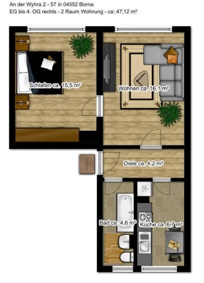2 Zimmer Wohnung mit 47 m² in Borna – Bild 5