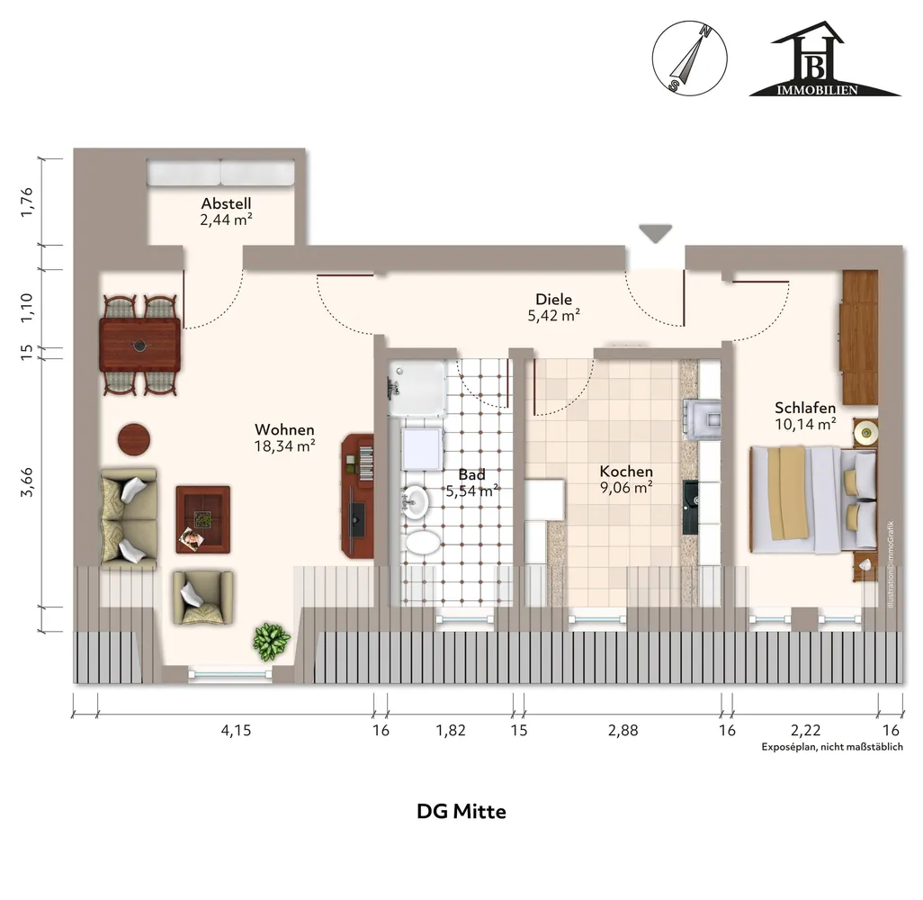 2 room apartment with 55 m² in Stendal – Photo 5
