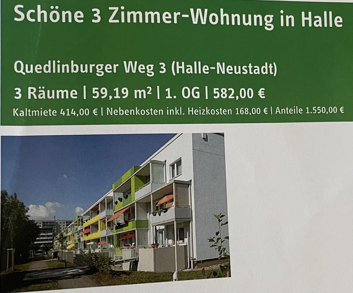 3 Zimmer Wohnung mit 59 m² in Halle (Saale) – Bild 1