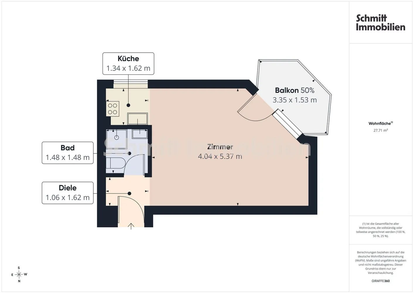 1 room apartment with 28 m² in Frankfurt am Main – Photo 6