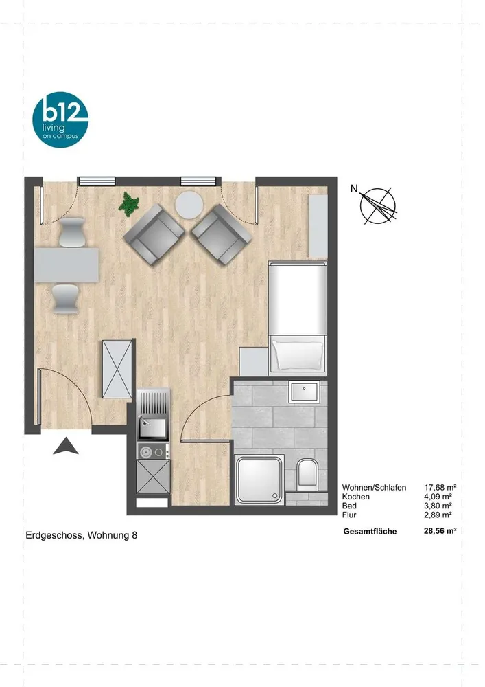 1 Zimmer Wohnung mit 29 m² in Aachen – Bild 7