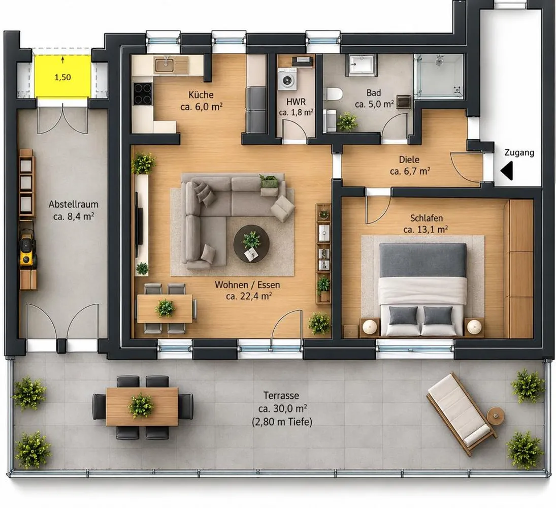 2 Zimmer Wohnung mit 70 m² in Stuttgart – Bild 1