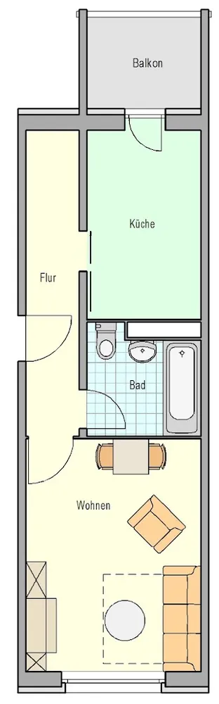 1 Zimmer Wohnung mit 37 m² in Rostock – Bild 2