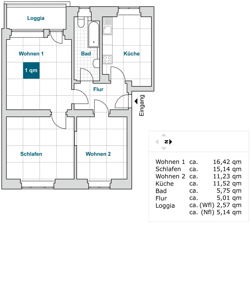 3 Zimmer Wohnung mit 67 m² in Dresden – Bild 2