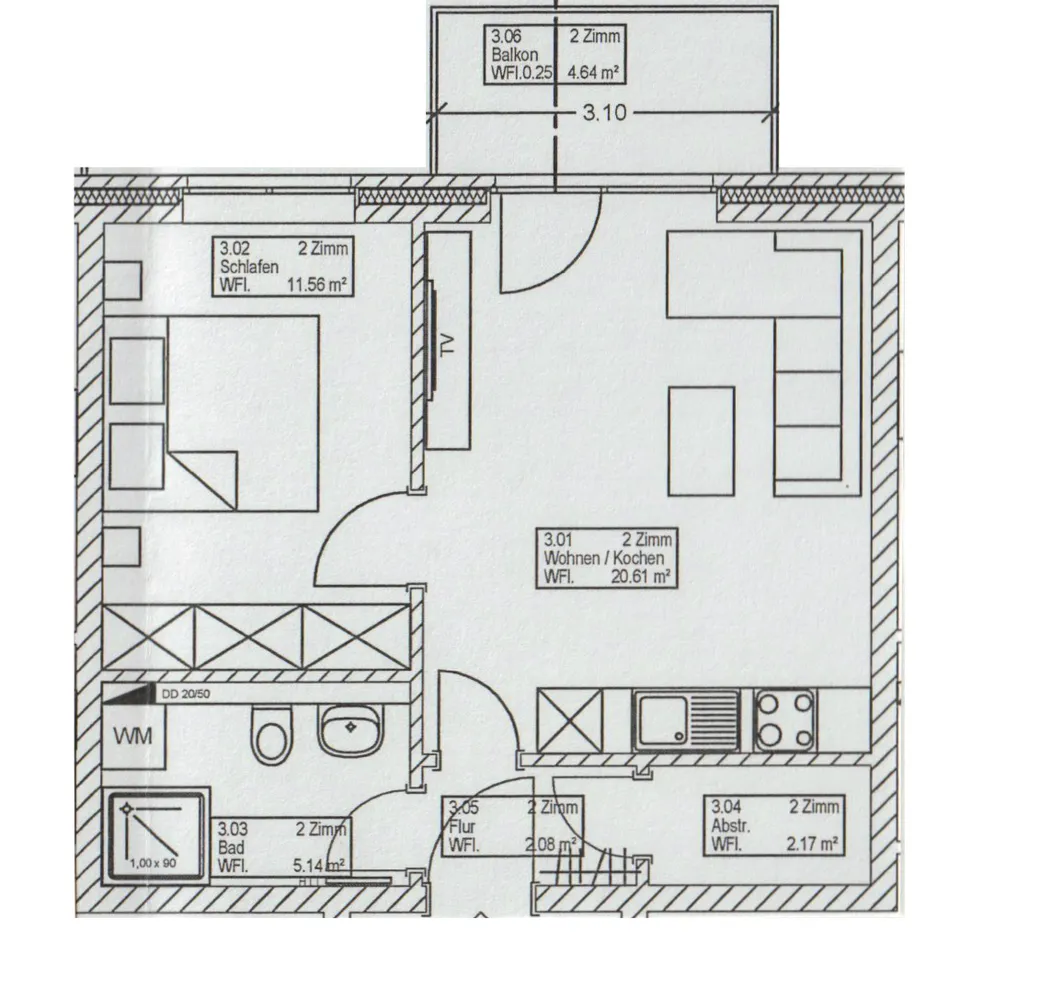 2 Zimmer Wohnung mit 44 m² in Hamburg – Bild 2
