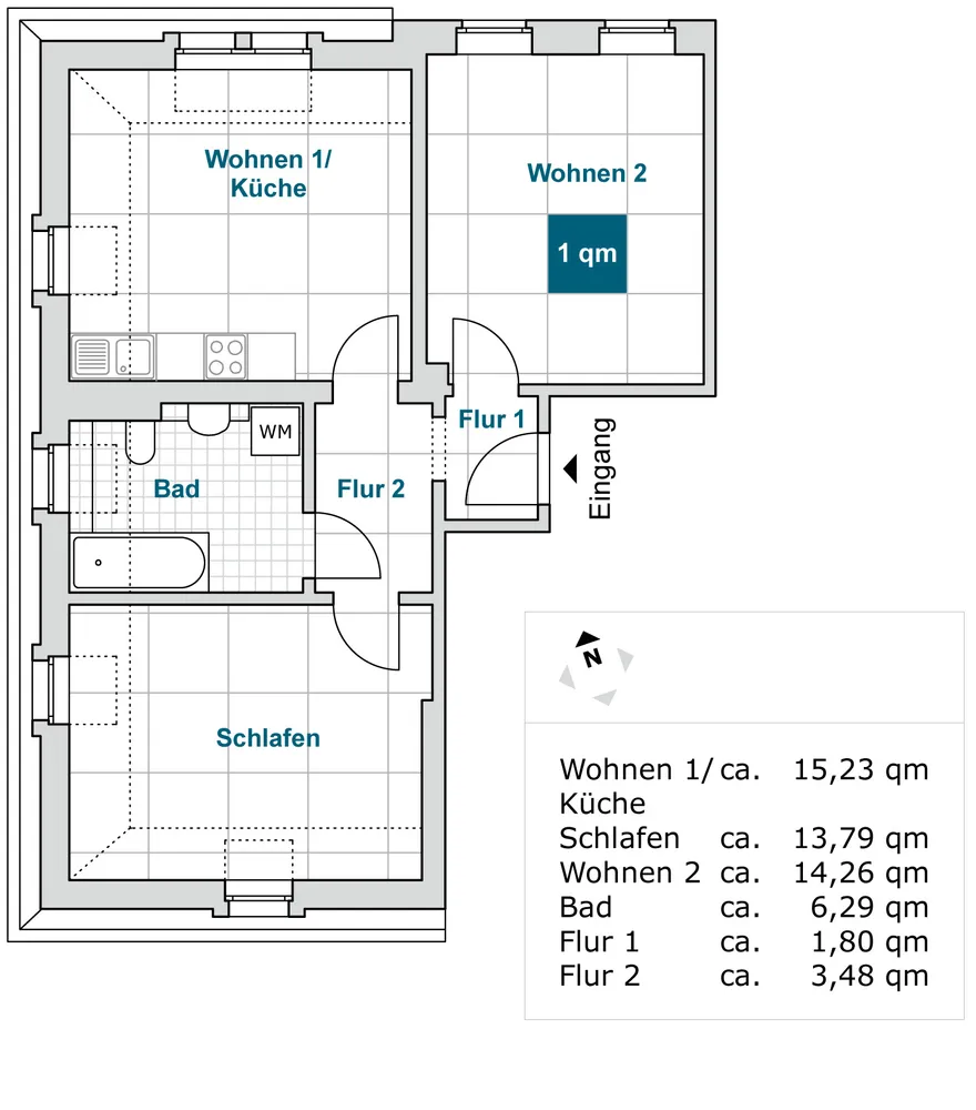 2 Zimmer Wohnung mit 55 m² in Dresden – Bild 2