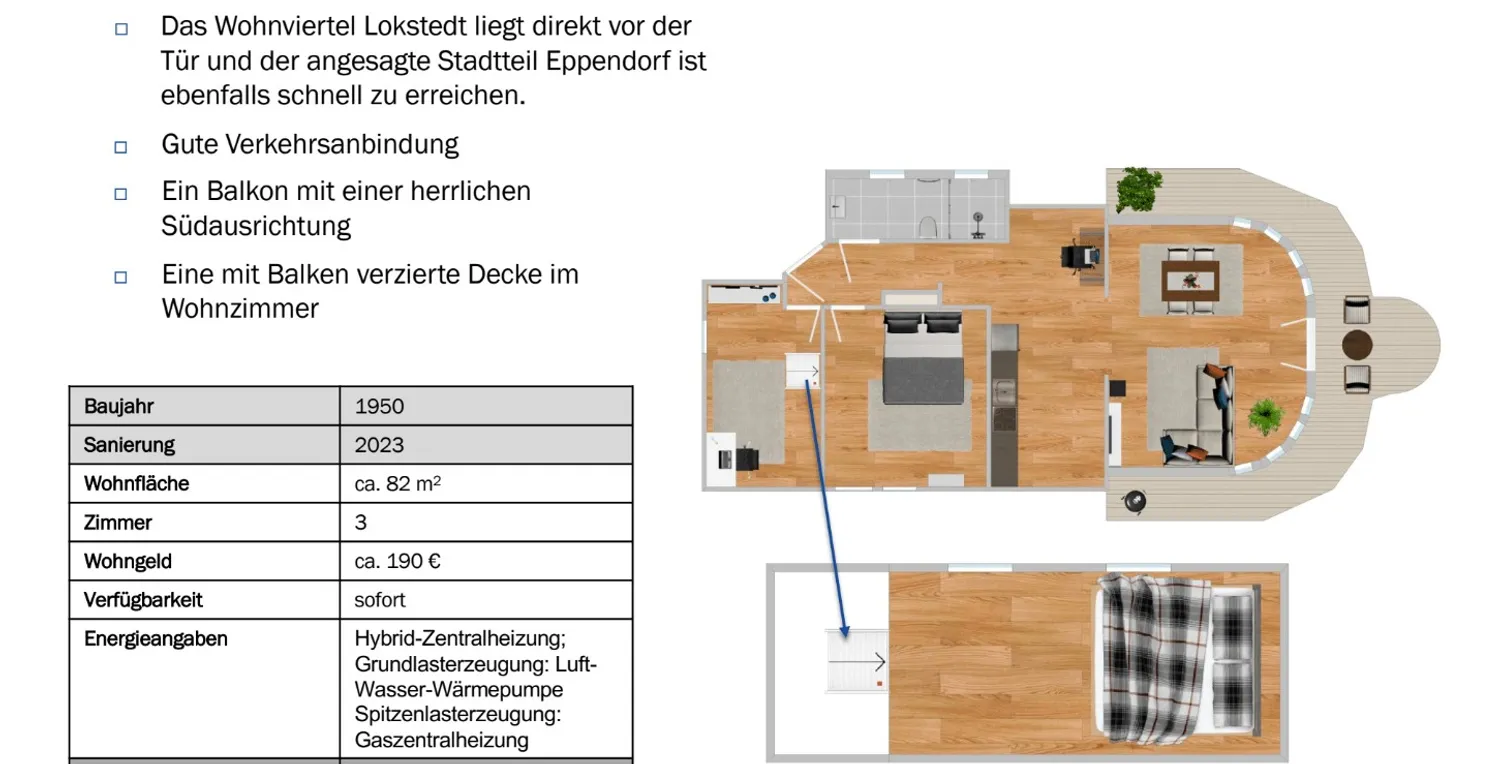 3 Zimmer Wohnung mit 82 m² in Hamburg – Bild 1
