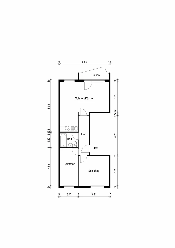 3 Zimmer Wohnung mit 61 m² in Erfurt – Bild 1