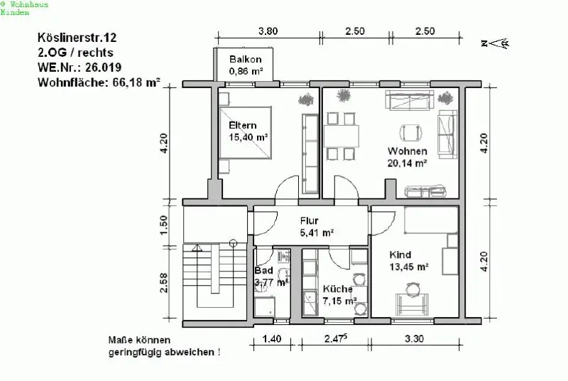 3 Zimmer Wohnung mit 68 m² in Minden – Bild 9