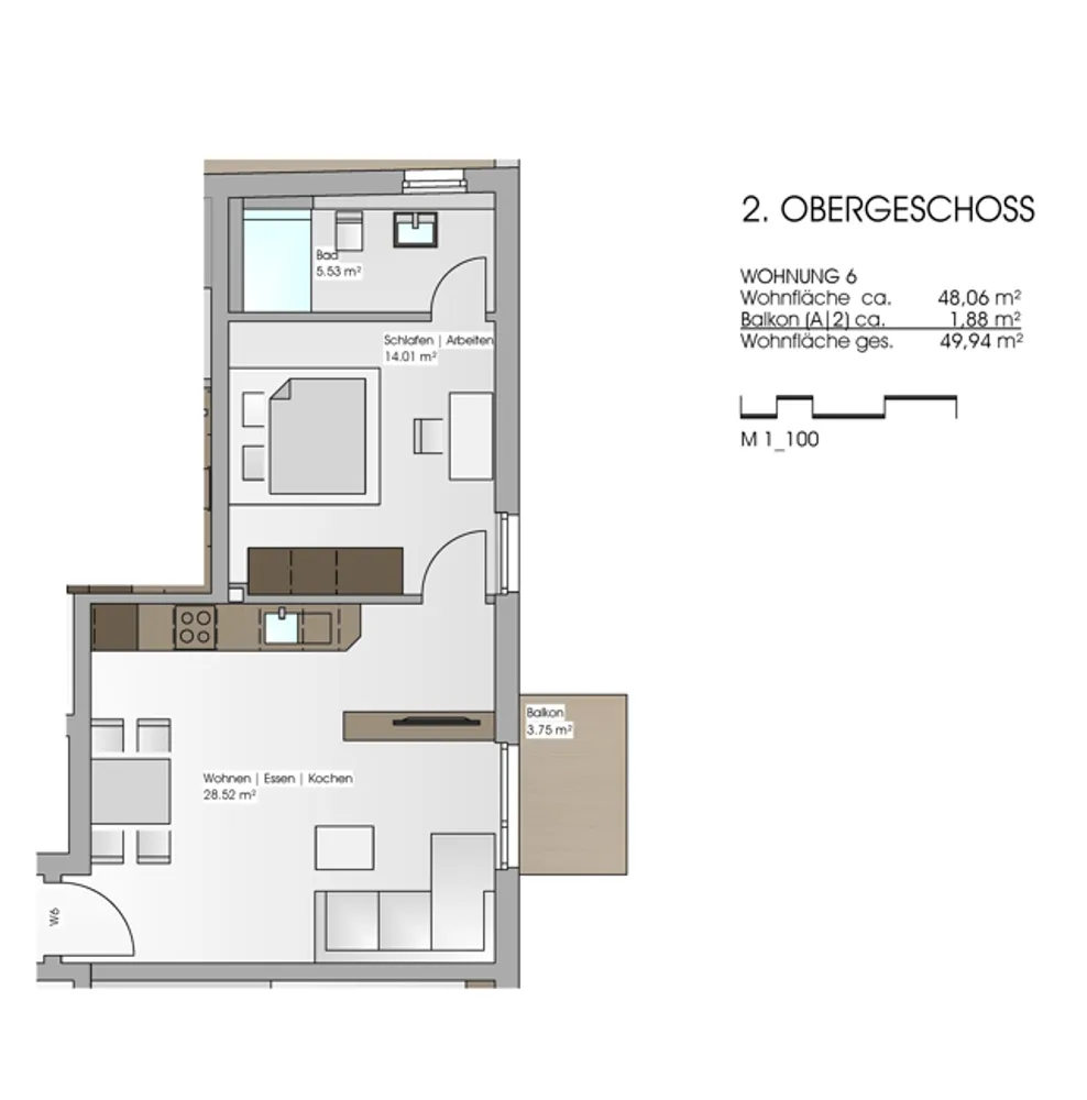 2 room apartment with 50 m² in Dreieich – Photo 1