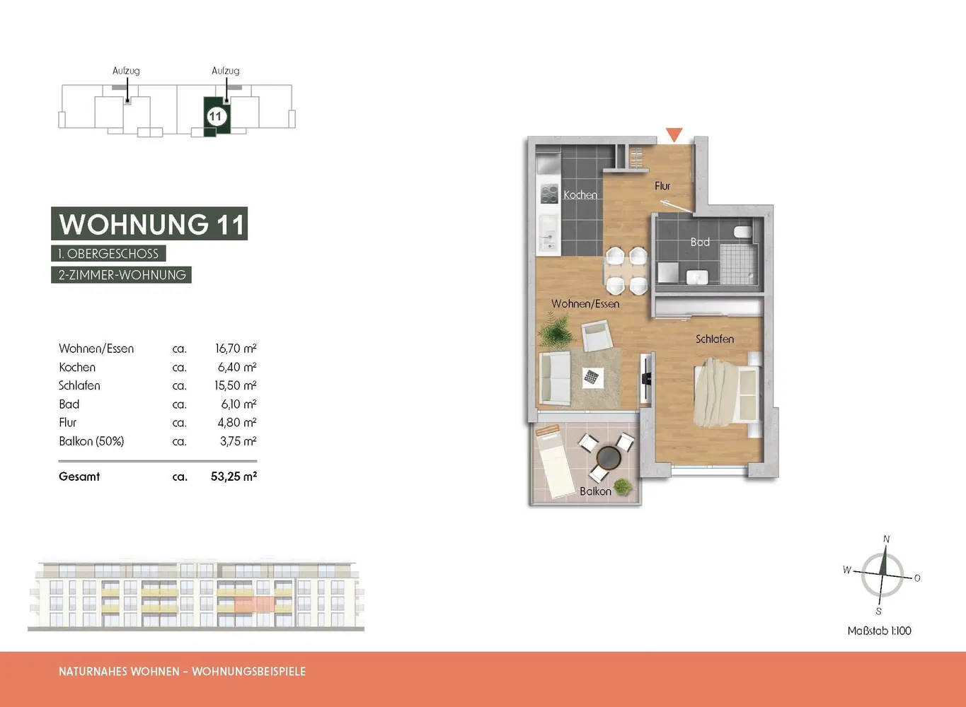 2 Zimmer Wohnung mit 53 m² in Rottenburg am Neckar – Bild 2