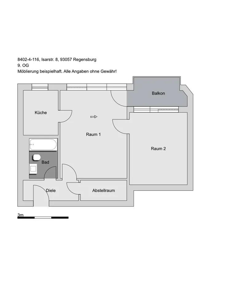 2 Zimmer Wohnung mit 54 m² in Regensburg – Bild 3