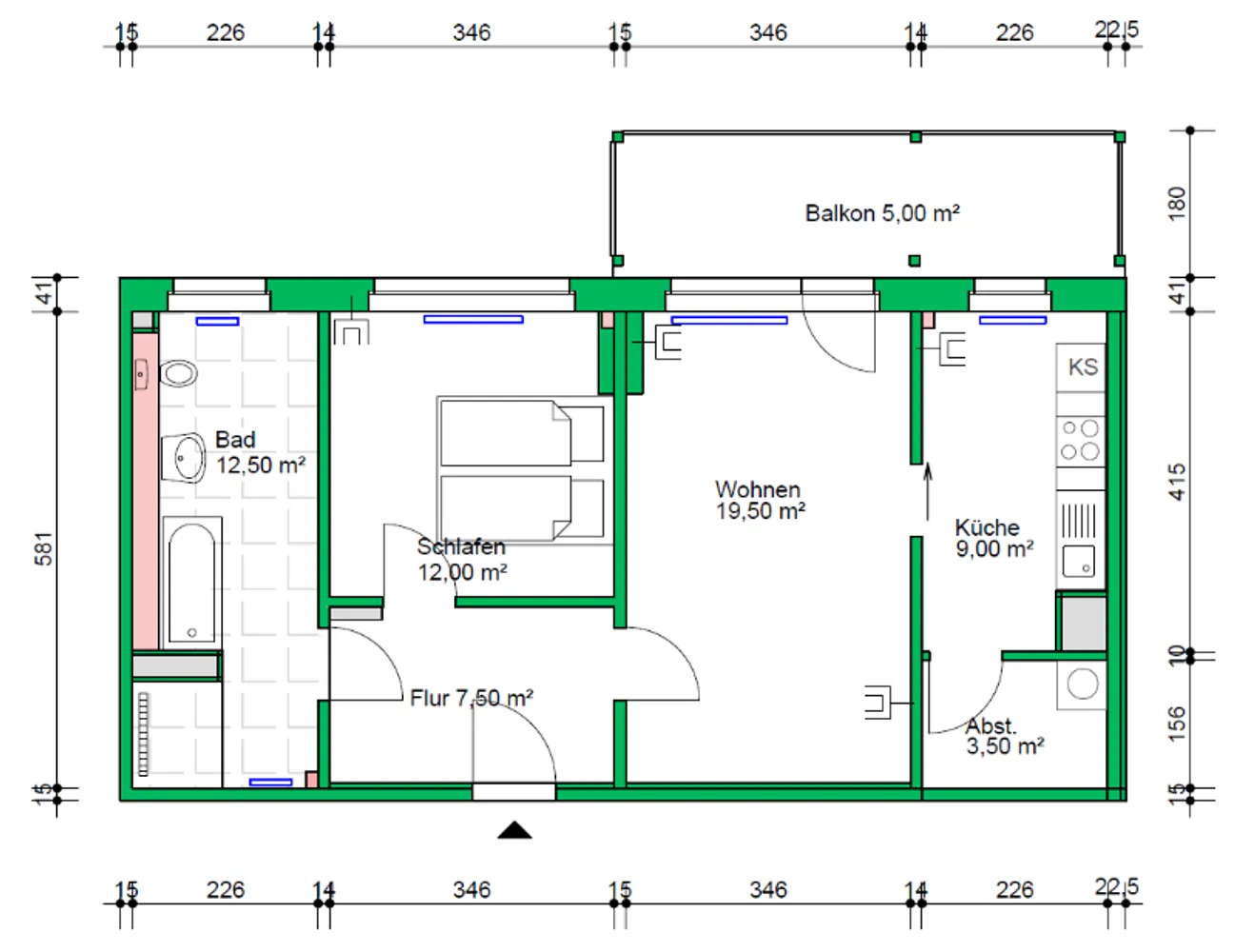 2 Zimmer Wohnung mit 69 m² in Schwerin – Bild 2