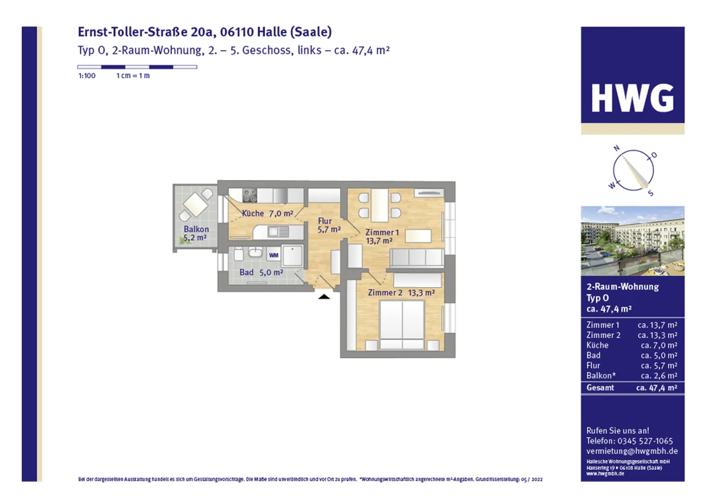 2 Zimmer Wohnung mit 48 m² in Halle (Saale) – Bild 9