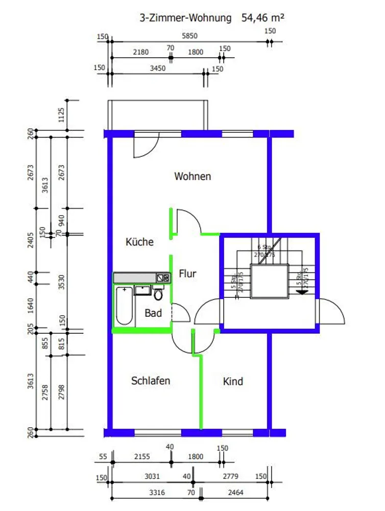 3 Zimmer Wohnung mit 54 m² in Suhl – Bild 2