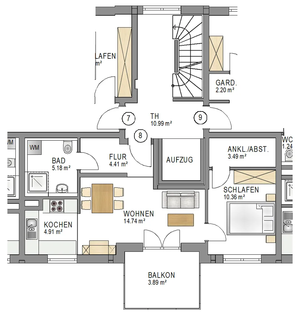 2 room apartment with 47 m² in Augsburg – Photo 2