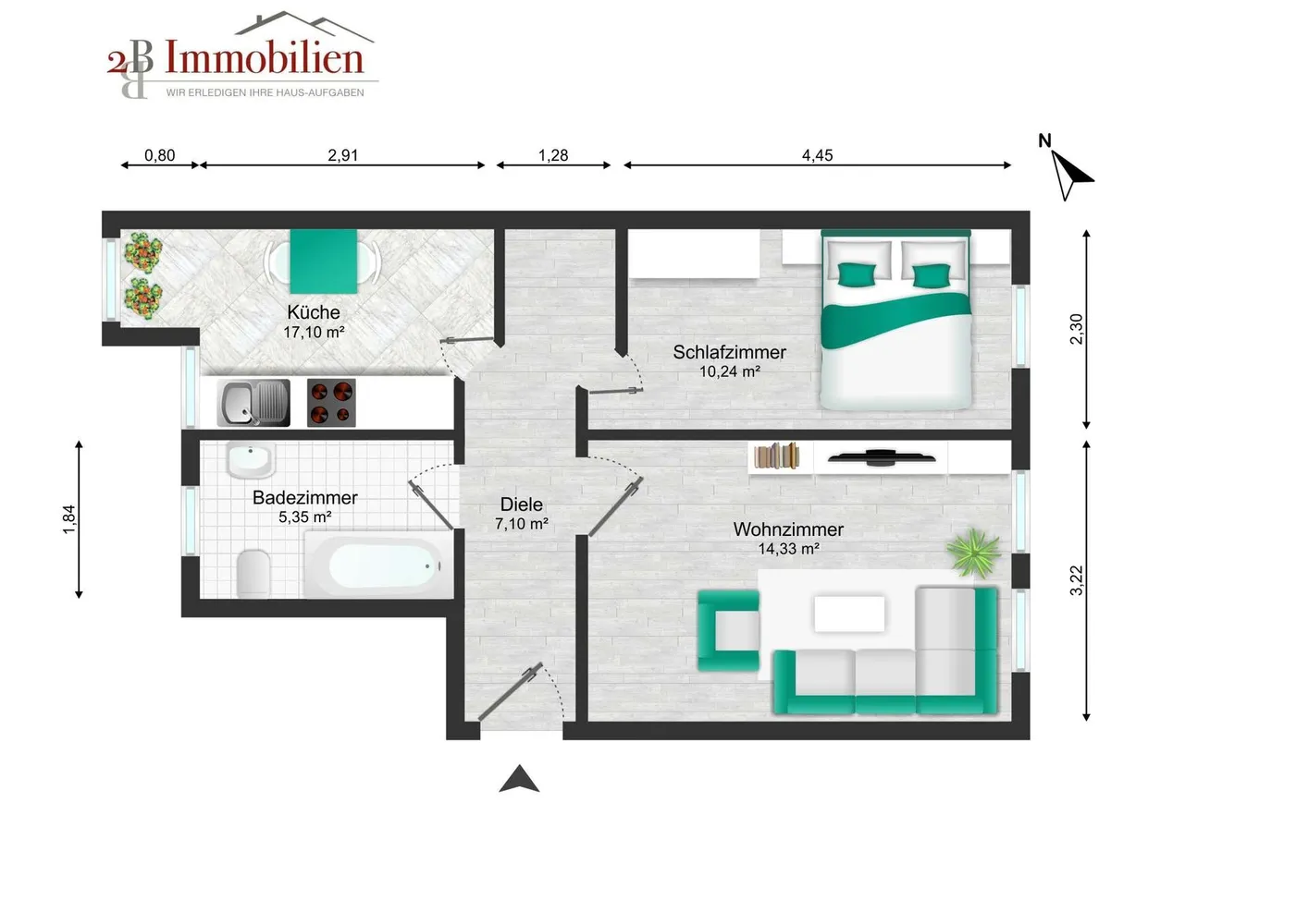 2 room apartment with 55 m² in Magdeburg – Photo 6