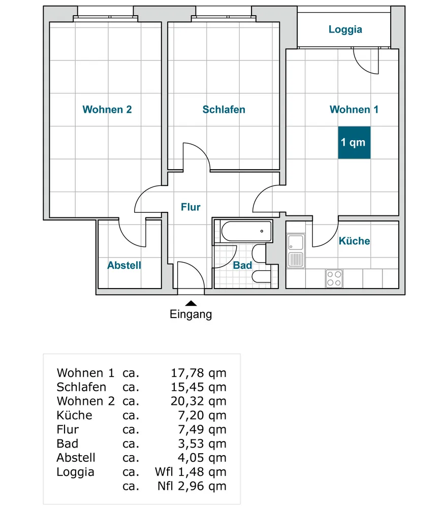 3 Zimmer Wohnung mit 77 m² in Dresden – Bild 2
