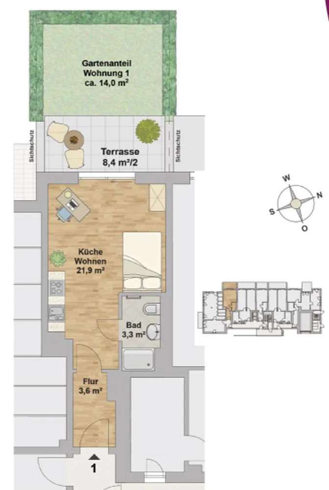 1 Zimmer Wohnung mit 33 m² in Dresden – Bild 2