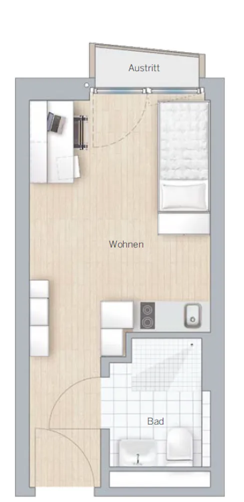 1 room apartment with 20 m² in Munich – Photo 11