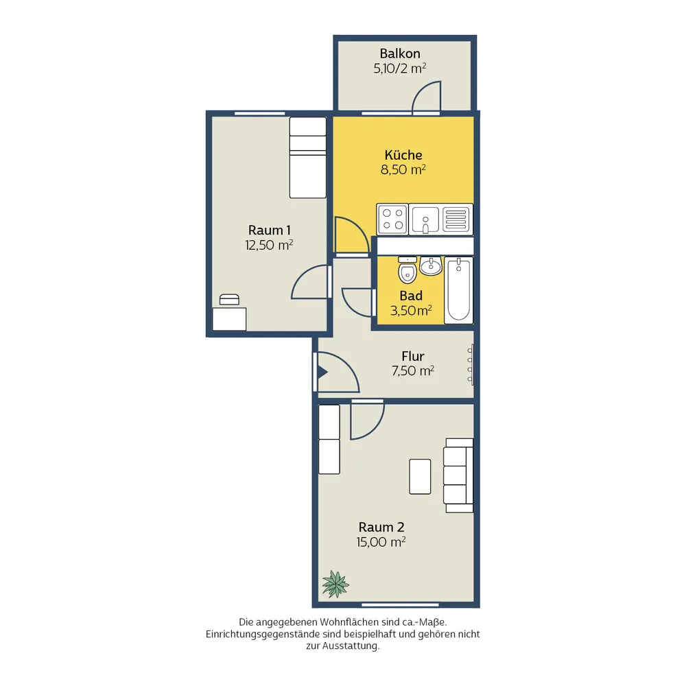 2 Zimmer Wohnung mit 50 m² in Leipzig – Bild 2