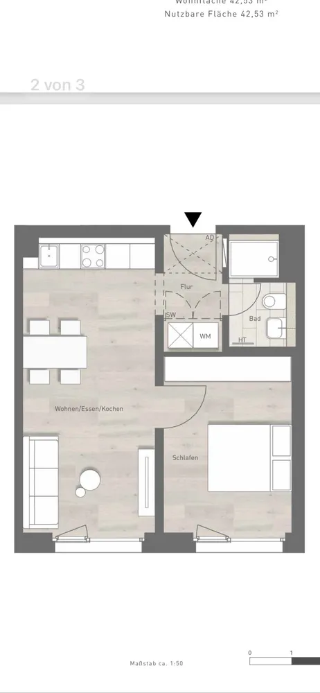 2 Zimmer Wohnung mit 43 m² in München – Bild 2