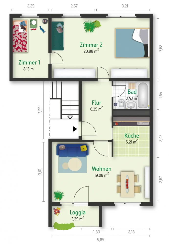 3 Zimmer Wohnung mit 65 m² in Halle (Saale) – Bild 2